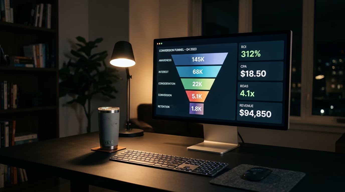 Modern Screen Displaying Proprietary Advisory Framework with Measurable ROI Metrics