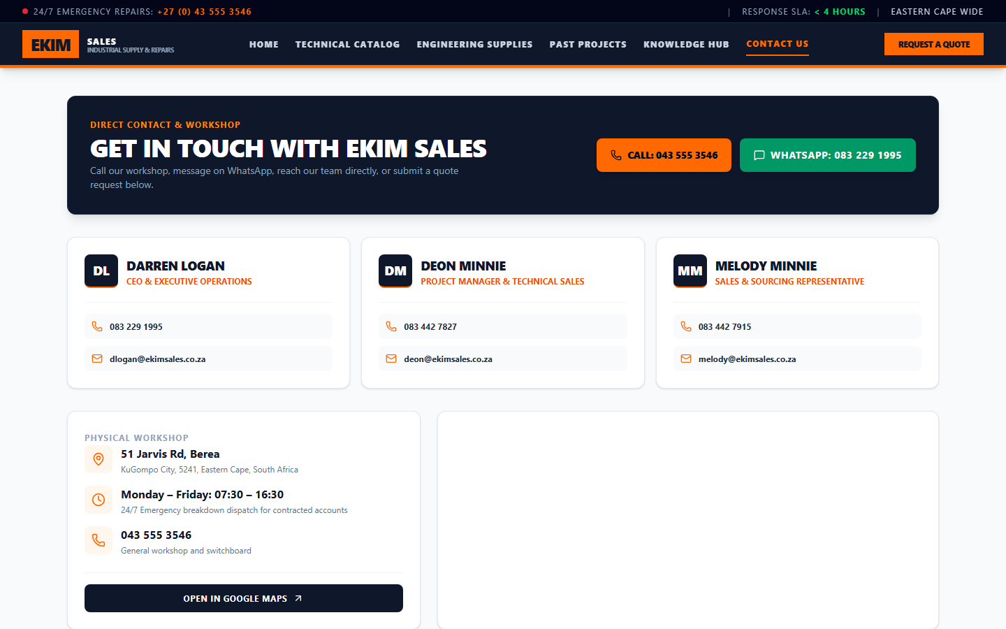Direct Contact & Workshop Dispatch screenshot